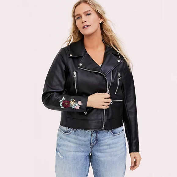 🆕SALE Torrid Embroidered Floral Crane Moto Jacket - Picture 6 of 8
